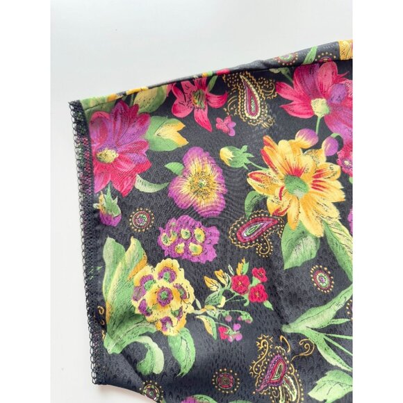NWOT Vintage LINDA for LA VIE EN ROSE Black Floral Chiffon Kimono Robe, One Size - Picture 7 of 11
